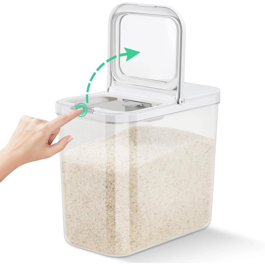Rice Flour Storage Container with Automatic Flip - up Lid 25 Lbs 12.68 Qt, Tall and Narrow Food Storage Flour Bin Kitchen Pantry Organization, Pet Dog Food Storage Container