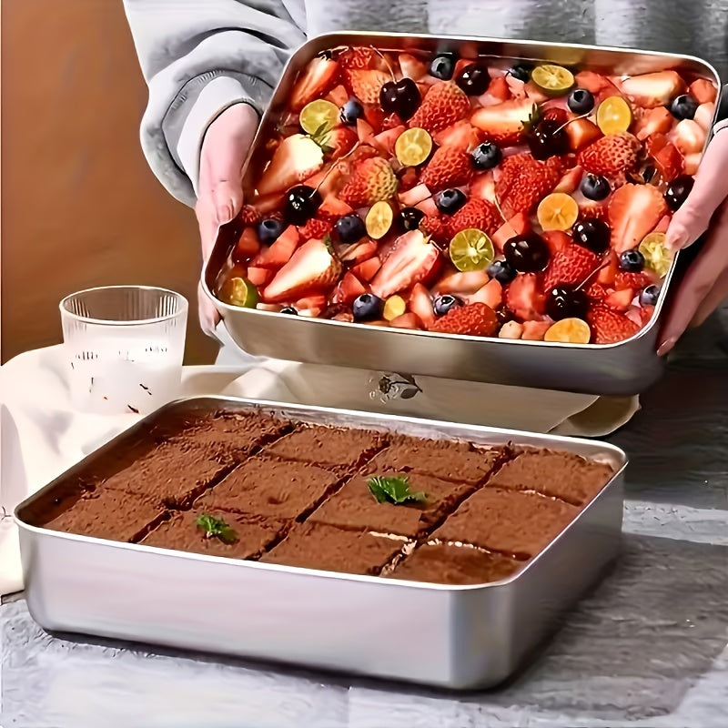 Easter 6pcs Stainless Steel Food Storage Containers(3Trays+3Lids), Square Stackable Design, Tidy Storage for Fridge& Cabinet, Space-Saving Airtight Fresh-Keeping, Ideal for Meal Prep, Camping, Loose Ingredients, Fruits, Meat, Vegetables, Leftovers
