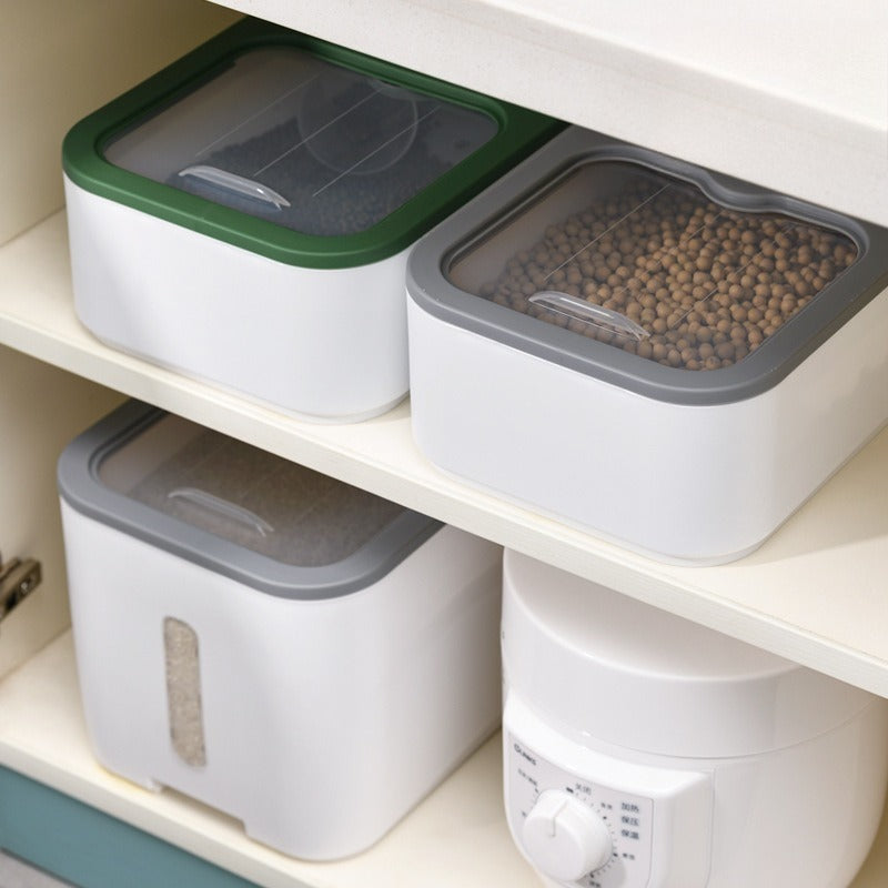 20LB Food Grade Airtight Rice Storage Container Sealed Moisture Insect Proof Cereal Grain Organizer Stackable Dry Food Kitchen Bin with Lock Lid Household Essential