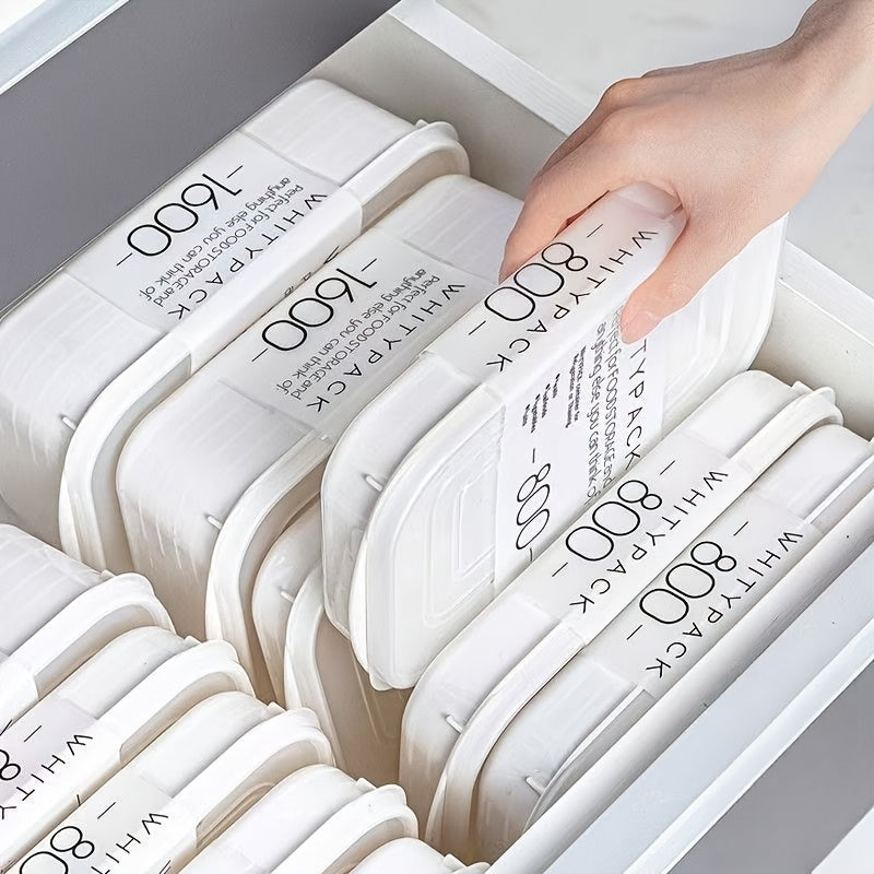 12pcs Set (6 Lids + 6 Containers) White Food Organization Containers, with Lids, PP Food-Grade Material Fresh-Keeping Box, Suitable for Fruits, Vegetables, Meat, Steak And Other Kitchen Refrigerator Food Organization Storage Boxes