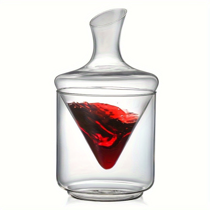 1pc Rapid Wine Decanter, Red Wine Aerator, Household Glass Waterfall-Style Slanted Mouth Wine Decanter with Ice Bucket