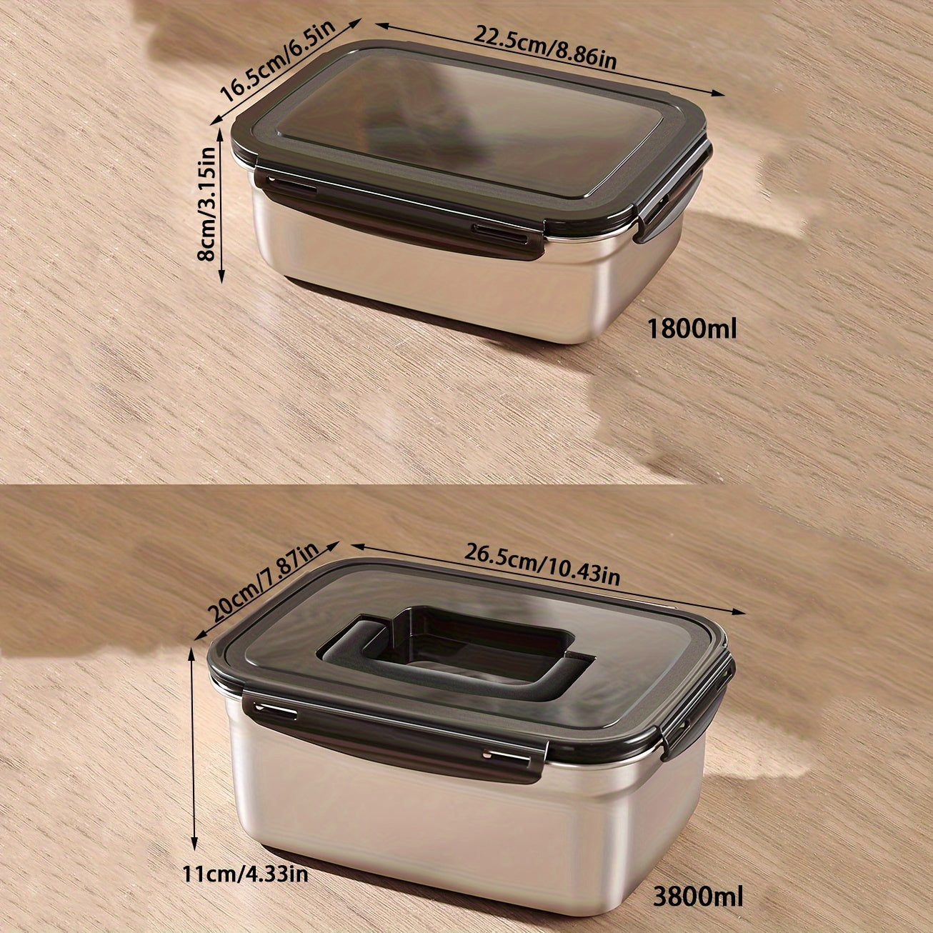 2pcs\u002F3pcs\u002F4pcs Food Storage Containers with Lifting Lids, Stainless Steel Freezer Containers, Suitable for Fruits, Vegetables, Pickles, Meat, Seafood, Rice, Etc., Kitchen Gadgets, Kitchen Accessories