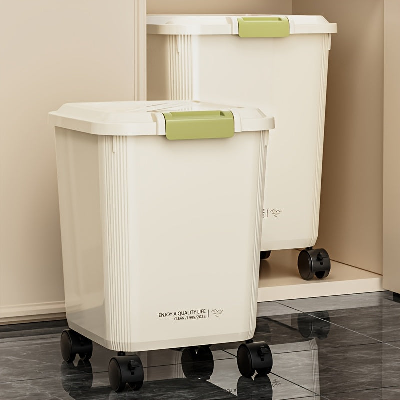 Versatile Rolling Rice & Grain Storage Container with Measuring Cup - 33L\u002F44L Capacity, Moisture-Proof & Insect-Resistant Seal - Ideal for Kitchen Organization - For Fall - Suitable for Home Cooks & Families