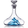 A Crystal Red Wine Decanter with a Blue Iceberg-Shaped Stopper, Made of Luxurious Glass, Allowing You to Enjoy The Joyful Atmosphere of Drinking Amidst Icebergs