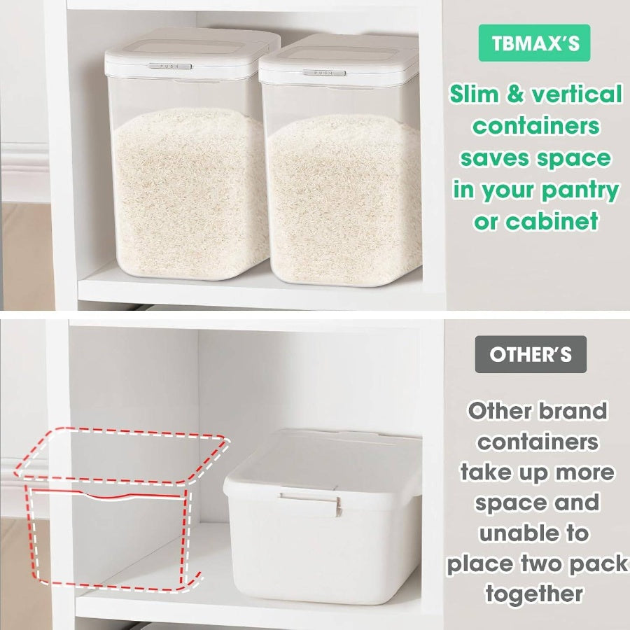 Rice Flour Storage Container with Automatic Flip - up Lid 25 Lbs 12.68 Qt, Tall and Narrow Food Storage Flour Bin Kitchen Pantry Organization, Pet Dog Food Storage Container