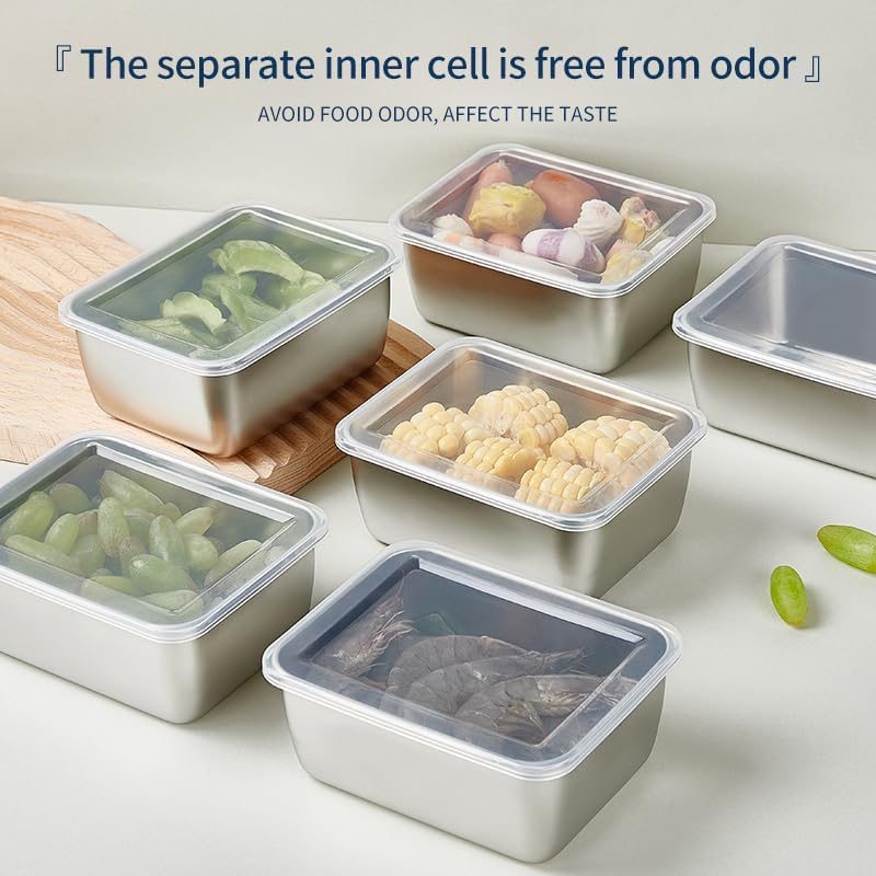 Set of 10 Stainless Steel Snack Boxes, Each 16Oz, Featuring Easy-Open, Leak-Proof Lids. These Stackable Metal Lunch Containers Are Perfect for Daycare, School, And Travel
