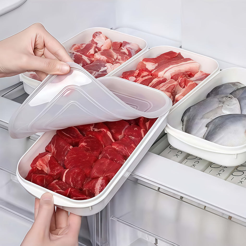 12pcs Set (6 Lids + 6 Containers) White Food Organization Containers, with Lids, PP Food-Grade Material Fresh-Keeping Box, Suitable for Fruits, Vegetables, Meat, Steak And Other Kitchen Refrigerator Food Organization Storage Boxes
