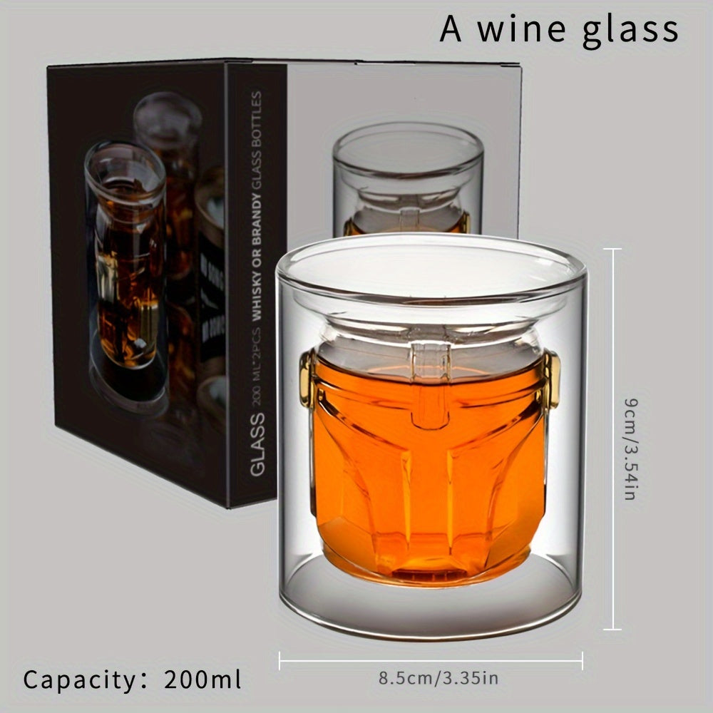 Galaxy Whiskey Decanter Made of High Borosilicate Glass, Featuring a Creative Transparent Whiskey Helmet-Shaped Glass