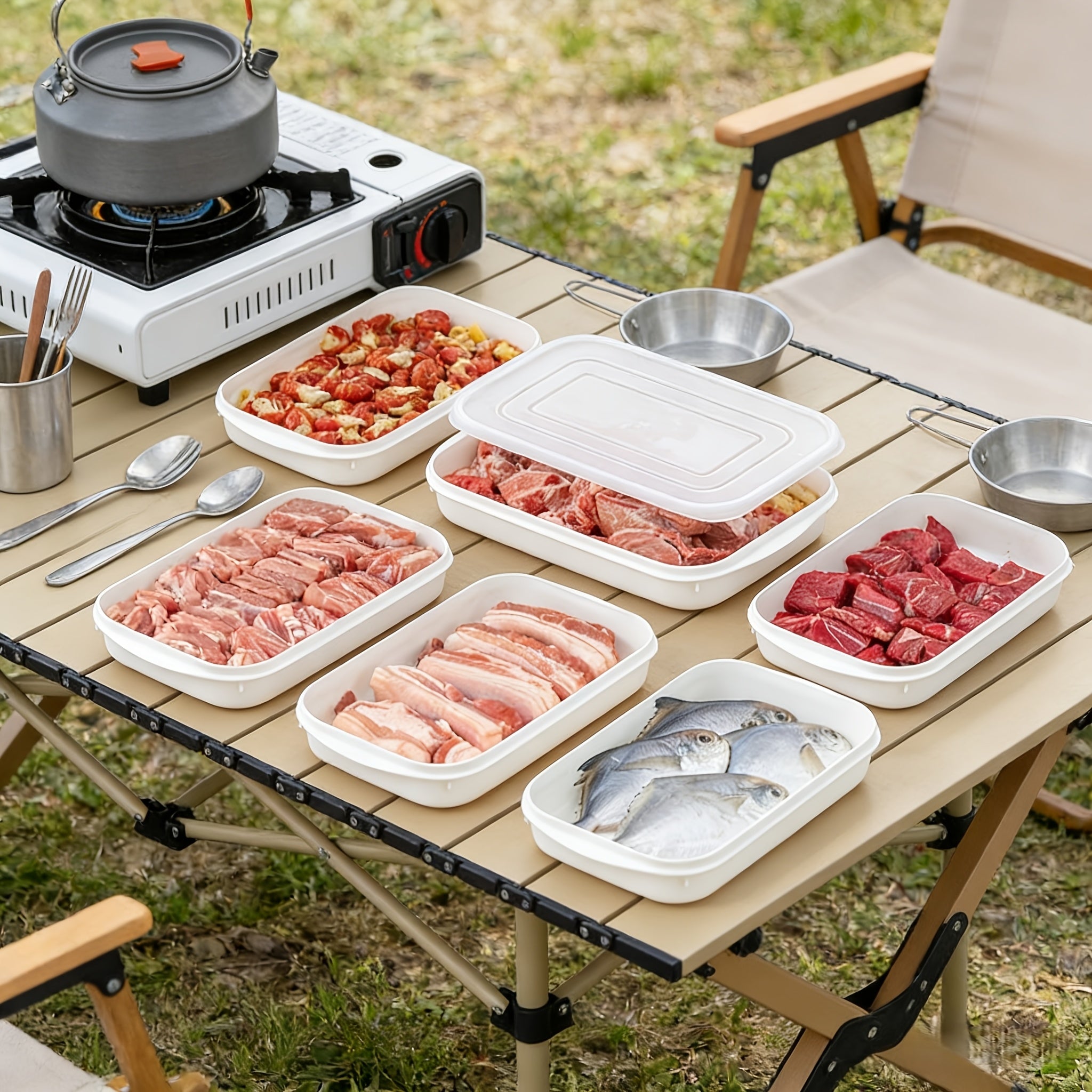 Set of 6 Reusable Food Storage Containers (3 Containers + 3 Lids), Made from Food-Grade Material, Safe for Refrigerator And Freezer Use, Stackable Design, Ideal for Storing Food, Perfect for Frozen Meat. Great for Kitchen Organization