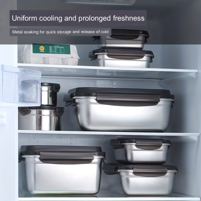 2pcs\u002F3pcs\u002F4pcs Food Storage Containers with Lifting Lids, Stainless Steel Freezer Containers, Suitable for Fruits, Vegetables, Pickles, Meat, Seafood, Rice, Etc., Kitchen Gadgets, Kitchen Accessories