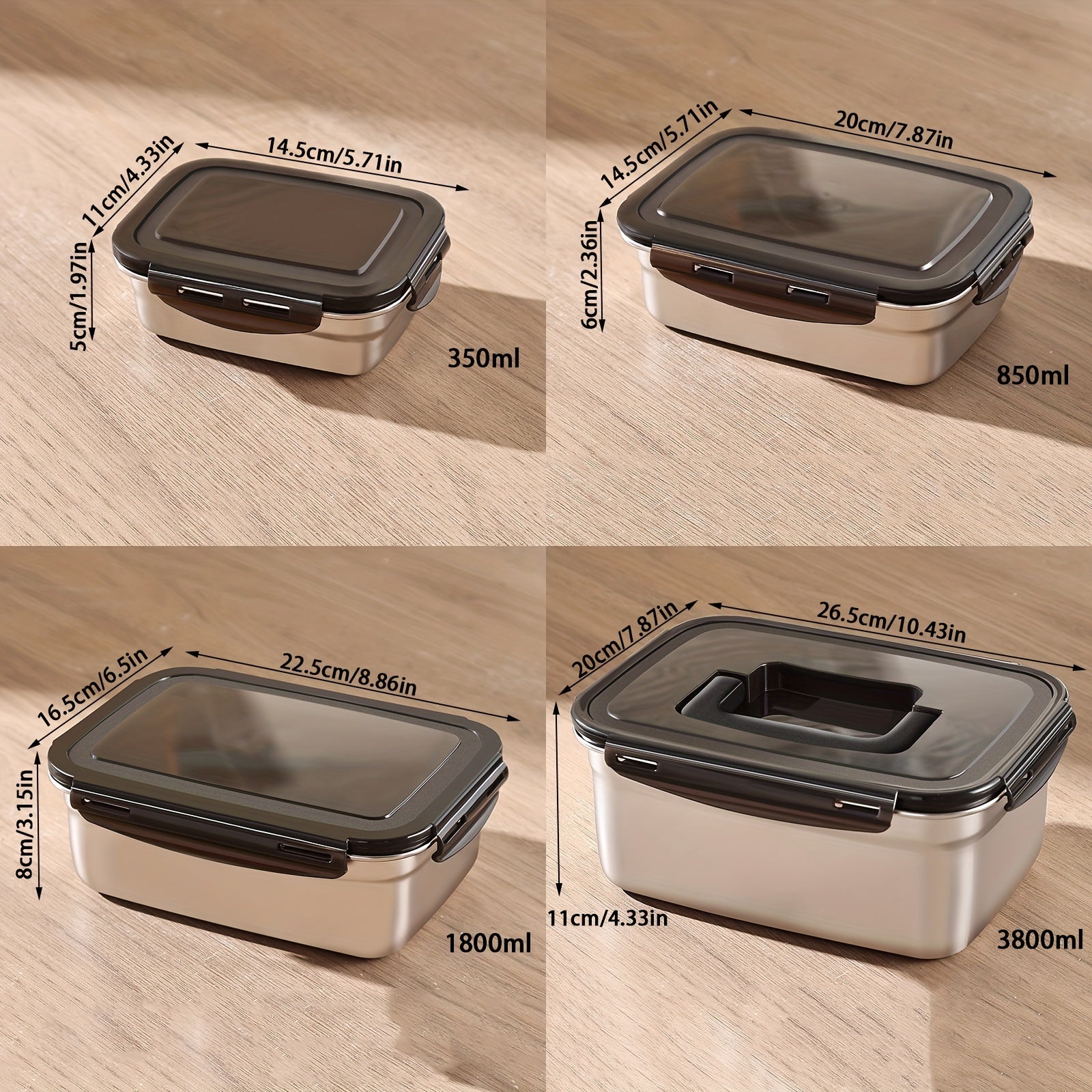 2pcs\u002F3pcs\u002F4pcs Food Storage Containers with Lifting Lids, Stainless Steel Freezer Containers, Suitable for Fruits, Vegetables, Pickles, Meat, Seafood, Rice, Etc., Kitchen Gadgets, Kitchen Accessories