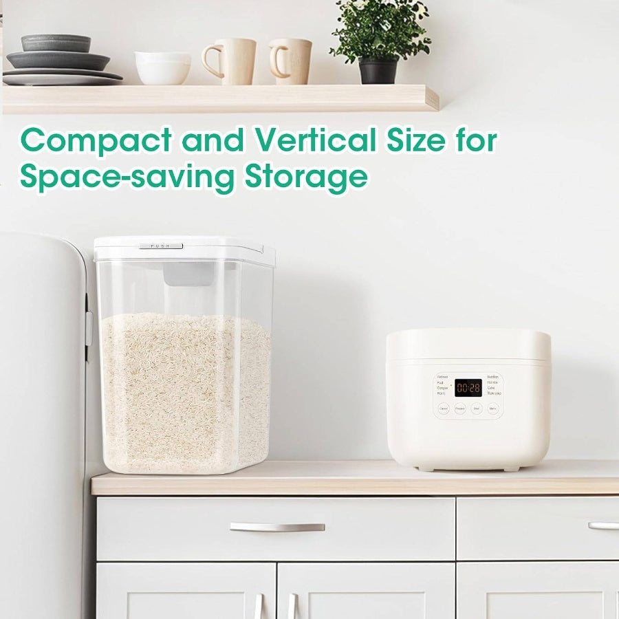 Rice Flour Storage Container with Automatic Flip - up Lid 25 Lbs 12.68 Qt, Tall and Narrow Food Storage Flour Bin Kitchen Pantry Organization, Pet Dog Food Storage Container