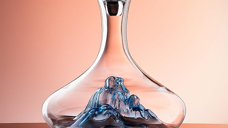 A Crystal Red Wine Decanter with a Blue Iceberg-Shaped Stopper, Made of Luxurious Glass, Allowing You to Enjoy The Joyful Atmosphere of Drinking Amidst Icebergs