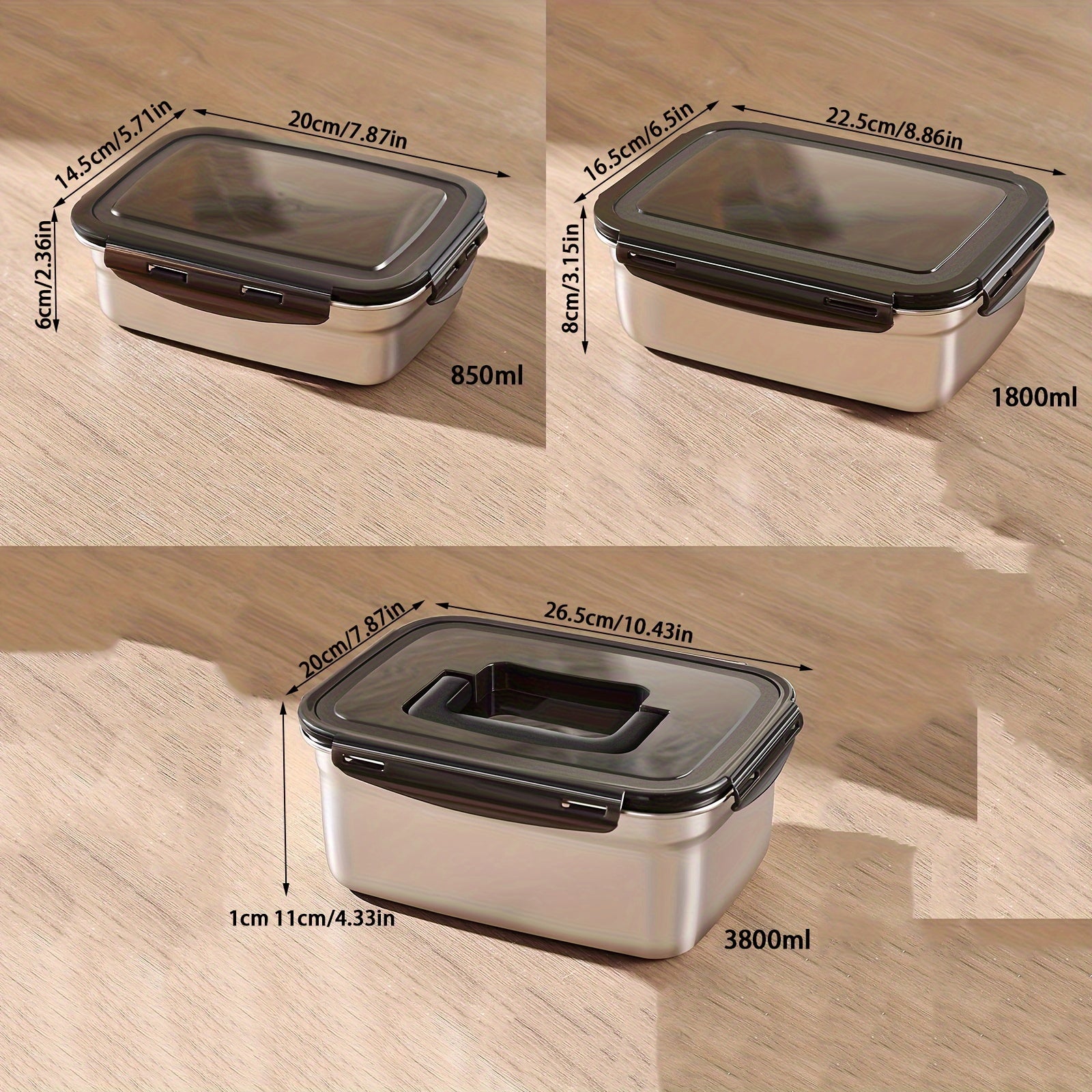 2pcs\u002F3pcs\u002F4pcs Food Storage Containers with Lifting Lids, Stainless Steel Freezer Containers, Suitable for Fruits, Vegetables, Pickles, Meat, Seafood, Rice, Etc., Kitchen Gadgets, Kitchen Accessories