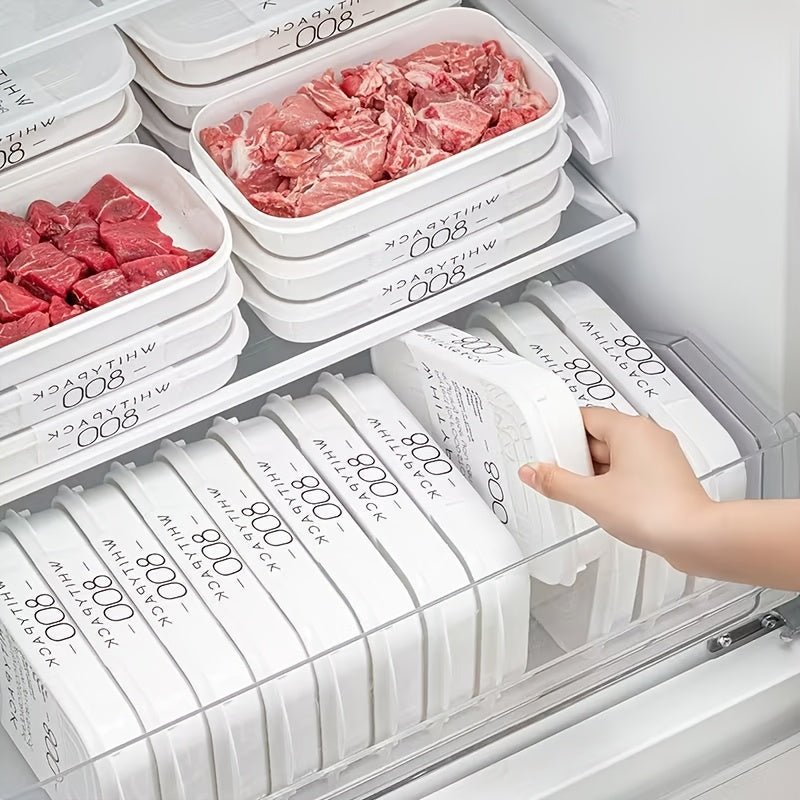 Set of 6 Reusable Food Storage Containers (3 Containers + 3 Lids), Made from Food-Grade Material, Safe for Refrigerator And Freezer Use, Stackable Design, Ideal for Storing Food, Perfect for Frozen Meat. Great for Kitchen Organization