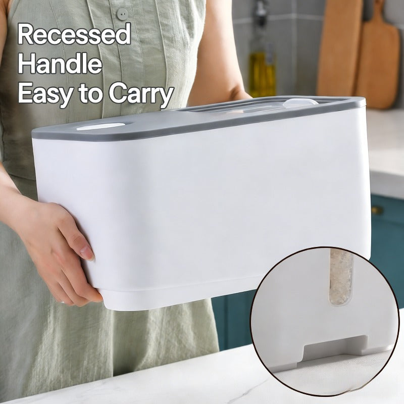 20LB Food Grade Airtight Rice Storage Container Sealed Moisture Insect Proof Cereal Grain Organizer Stackable Dry Food Kitchen Bin with Lock Lid Household Essential