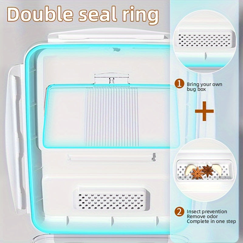 1 Magnetic Flip-lid Large Capacity Rice Bucket, Airtight Insect-proof Storage Container - Perfect for Kitchen Storage, Durable and Leak-proof Design for Cereals, Nuts, Flour and Rice, Portable, Space-saving Kitchen Storage Case