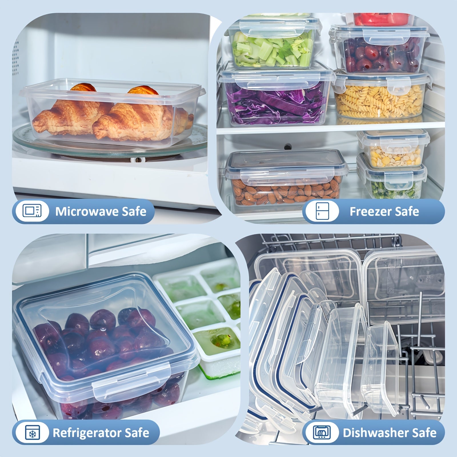 51pcs Set - Suitable for Storing Fruits, Vegetables, Pasta and Other Ingredients. Microwave-heated and Reusable to Help You Store Easily and Keep Your Kitchen Clean and Orderly