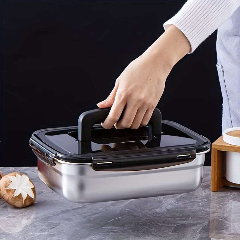 2pcs\u002F3pcs\u002F4pcs Food Storage Containers with Lifting Lids, Stainless Steel Freezer Containers, Suitable for Fruits, Vegetables, Pickles, Meat, Seafood, Rice, Etc., Kitchen Gadgets, Kitchen Accessories