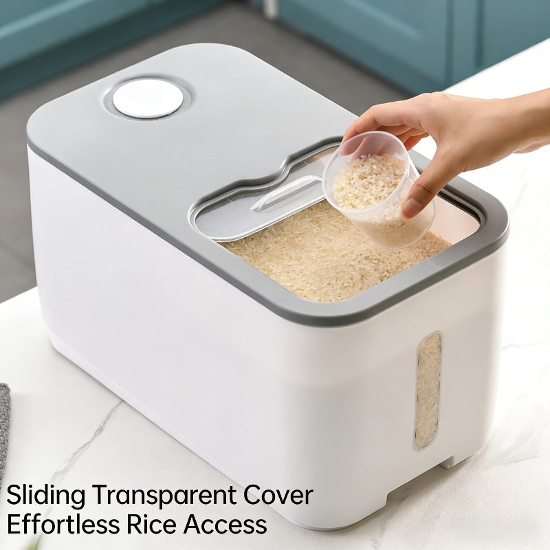 20LB Food Grade Airtight Rice Storage Container Sealed Moisture Insect Proof Cereal Grain Organizer Stackable Dry Food Kitchen Bin with Lock Lid Household Essential