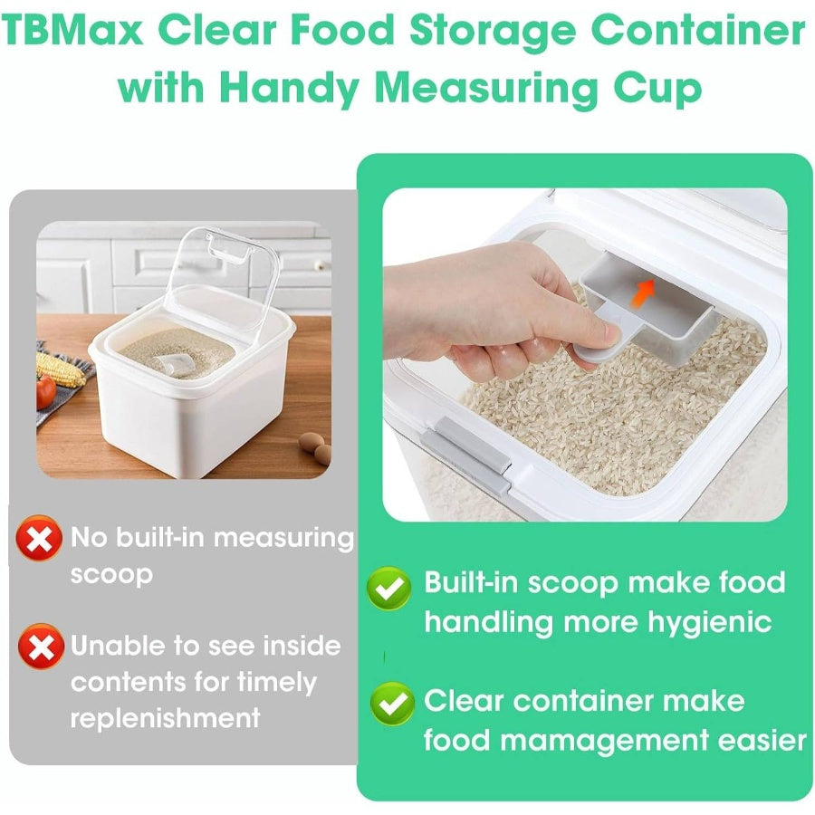 Rice Flour Storage Container with Automatic Flip - up Lid 25 Lbs 12.68 Qt, Tall and Narrow Food Storage Flour Bin Kitchen Pantry Organization, Pet Dog Food Storage Container