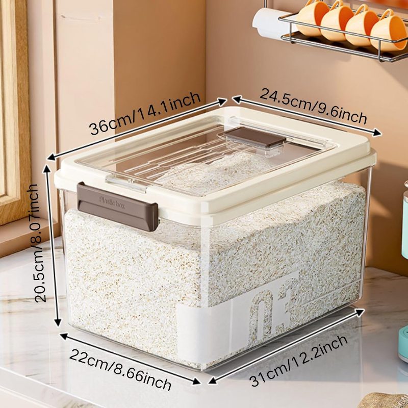 Set of Airtight Containers for Food Storage, with a Total Capacity of 50 Pounds (20 Pounds + 30 Pounds), Large Plastic Containers Made of PP with Lids, Ideal for Storing Rice, Flour, And Grains, Sold in a Pack of Two