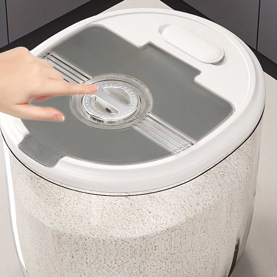 1pc Airtight Rice Dispenser with Date Tracker - Large Capacity, Moisture-Proof & Insect-Resistant Food Storage Container for Rice, Cereals, Grains, Flours - Reusable, Round Plastic Kitchen Organizer Rice Container Storage Rice Storage Container