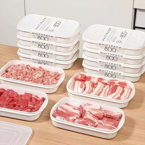 12pcs Set (6 Lids + 6 Containers) White Food Organization Containers, with Lids, PP Food-Grade Material Fresh-Keeping Box, Suitable for Fruits, Vegetables, Meat, Steak And Other Kitchen Refrigerator Food Organization Storage Boxes