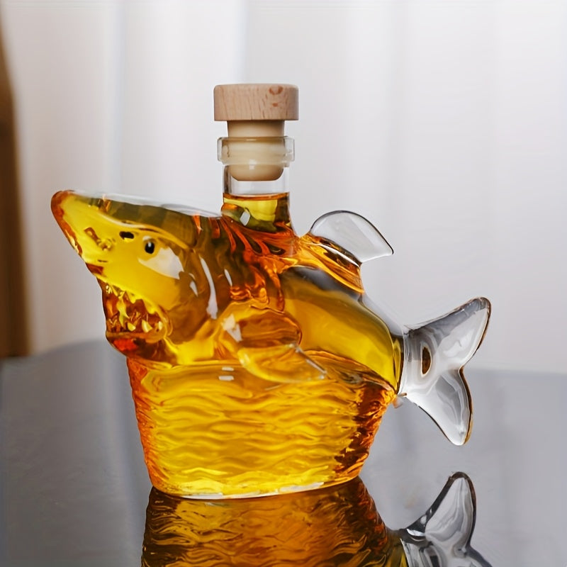 1pc 3D Shark-Shaped Glass Decanter & Splitter \u002F High Borosilicate Glass - Heat-Resistant, Smooth & Easy to Clean, Hand Wash Only \u002F Realistic Design Whiskey Bottle for Home Bar Decor, Perfect for Gatherings and Bars