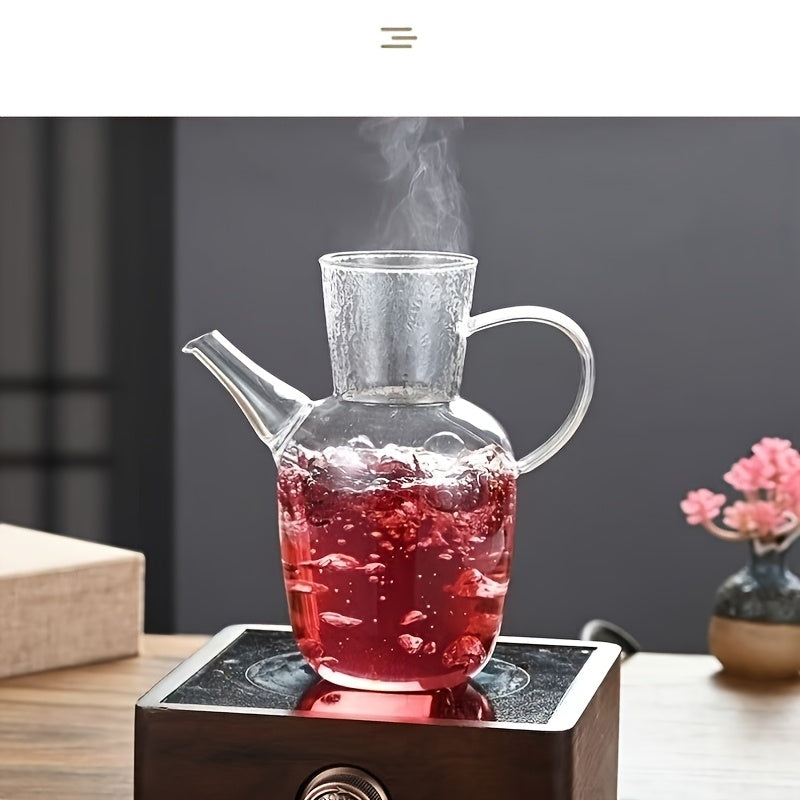 Imitation Song Dynasty Glass Teapot, Large Capacity Chinese-Style Water Infuser Green Teapot, High Borosilicate Glass Teapot for Brewing Tea, Flower Tea and Fruit Tea, Coffee Pot, Wine Pot, Suitable for Open Flame