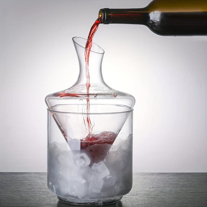 1pc Rapid Wine Decanter, Red Wine Aerator, Household Glass Waterfall-Style Slanted Mouth Wine Decanter with Ice Bucket