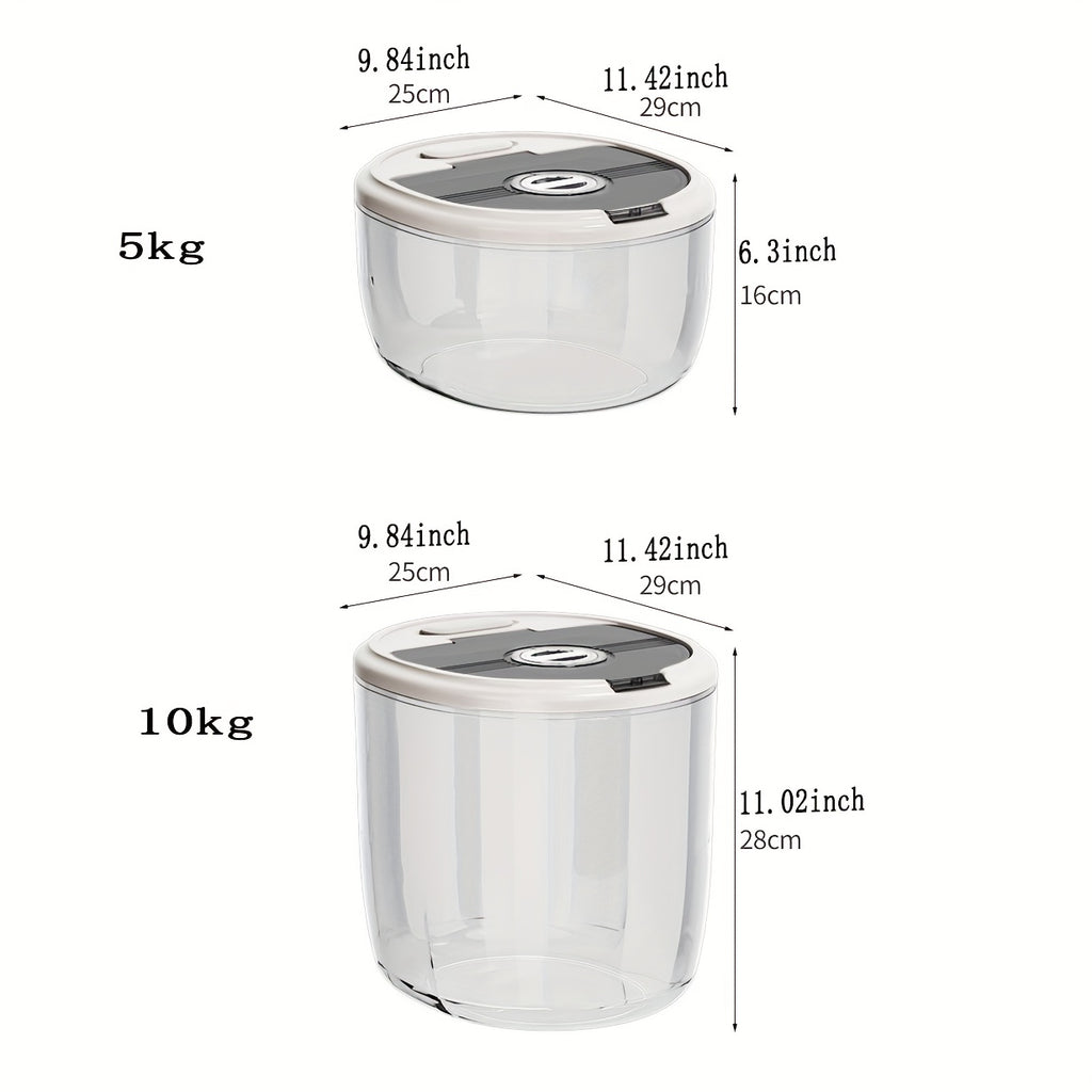 1pc Airtight Rice Dispenser with Date Tracker - Large Capacity, Moisture-Proof & Insect-Resistant Food Storage Container for Rice, Cereals, Grains, Flours - Reusable, Round Plastic Kitchen Organizer Rice Container Storage Rice Storage Container