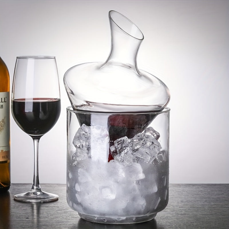 1pc Rapid Wine Decanter, Red Wine Aerator, Household Glass Waterfall-Style Slanted Mouth Wine Decanter with Ice Bucket