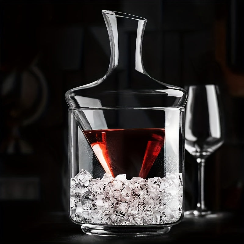 1pc Rapid Wine Decanter, Red Wine Aerator, Household Glass Waterfall-Style Slanted Mouth Wine Decanter with Ice Bucket