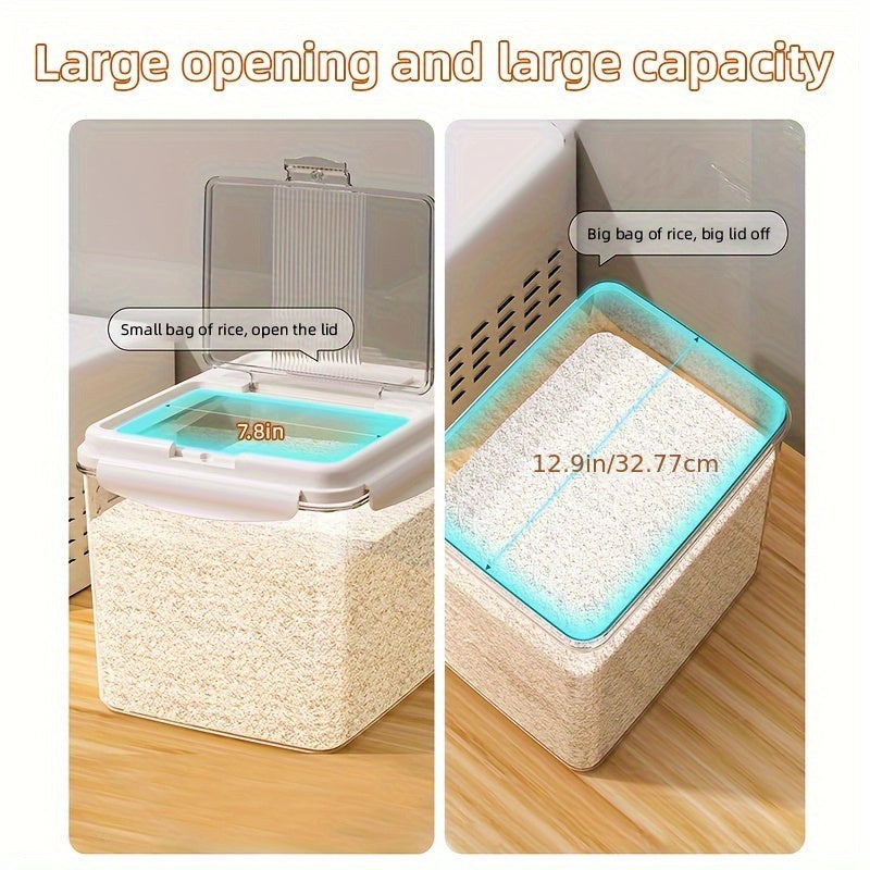 1 Magnetic Flip-lid Large Capacity Rice Bucket, Airtight Insect-proof Storage Container - Perfect for Kitchen Storage, Durable and Leak-proof Design for Cereals, Nuts, Flour and Rice, Portable, Space-saving Kitchen Storage Case