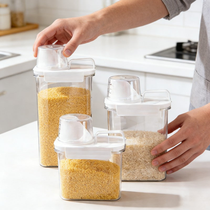 The Wide-Mouth Design of The Grain Jar Makes It Easy to Scoop Out Contents with Your Hand Or a Measuring Cup. It'S Difficult to Retrieve Grains from The Corners of a Narrow-Mouth Jar. This Design Allows for Easy Access to The Ingredients at The Bott