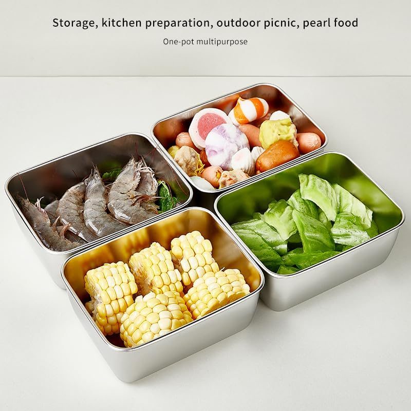 Set of 10 Stainless Steel Snack Boxes, Each 16Oz, Featuring Easy-Open, Leak-Proof Lids. These Stackable Metal Lunch Containers Are Perfect for Daycare, School, And Travel