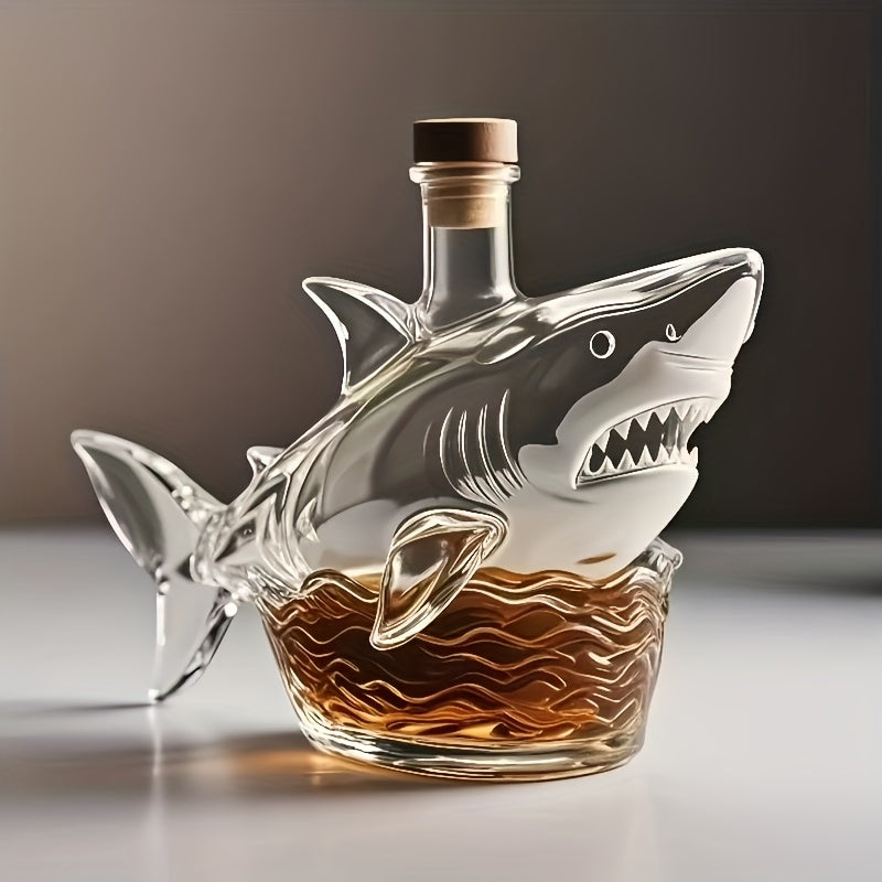 1pc 3D Shark-Shaped Glass Decanter & Splitter \u002F High Borosilicate Glass - Heat-Resistant, Smooth & Easy to Clean, Hand Wash Only \u002F Realistic Design Whiskey Bottle for Home Bar Decor, Perfect for Gatherings and Bars