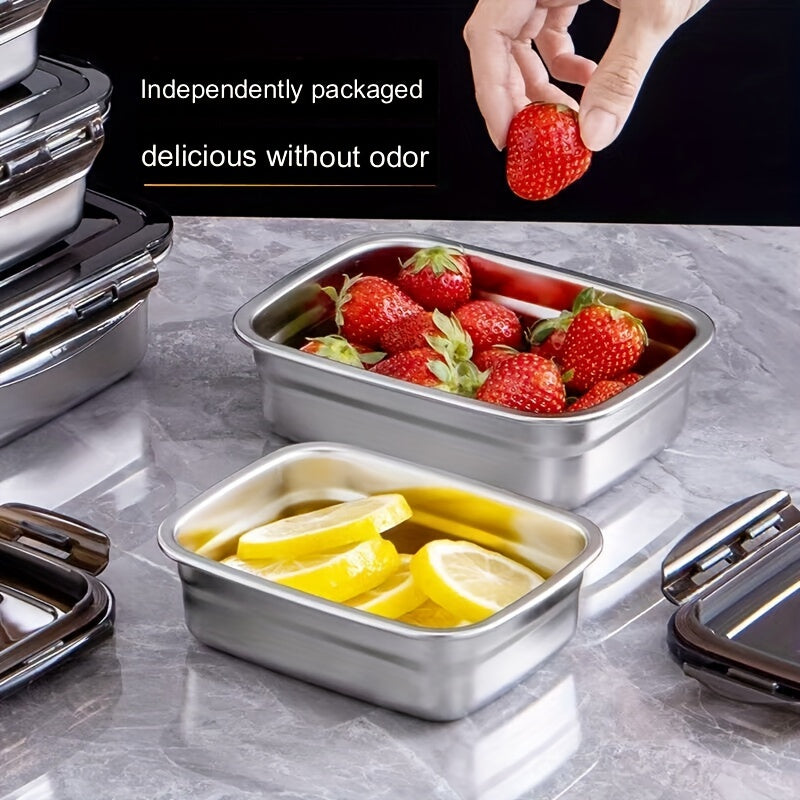 2pcs\u002F3pcs\u002F4pcs Food Storage Containers with Lifting Lids, Stainless Steel Freezer Containers, Suitable for Fruits, Vegetables, Pickles, Meat, Seafood, Rice, Etc., Kitchen Gadgets, Kitchen Accessories