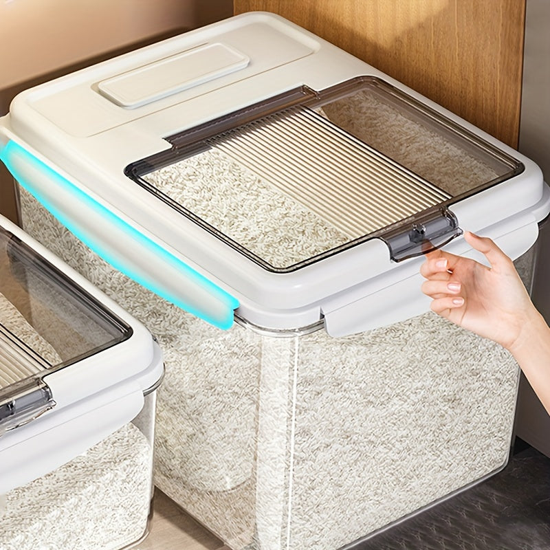 1 Magnetic Flip-lid Large Capacity Rice Bucket, Airtight Insect-proof Storage Container - Perfect for Kitchen Storage, Durable and Leak-proof Design for Cereals, Nuts, Flour and Rice, Portable, Space-saving Kitchen Storage Case