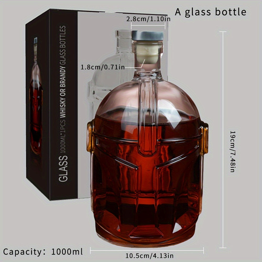 Galaxy Whiskey Decanter Made of High Borosilicate Glass, Featuring a Creative Transparent Whiskey Helmet-Shaped Glass