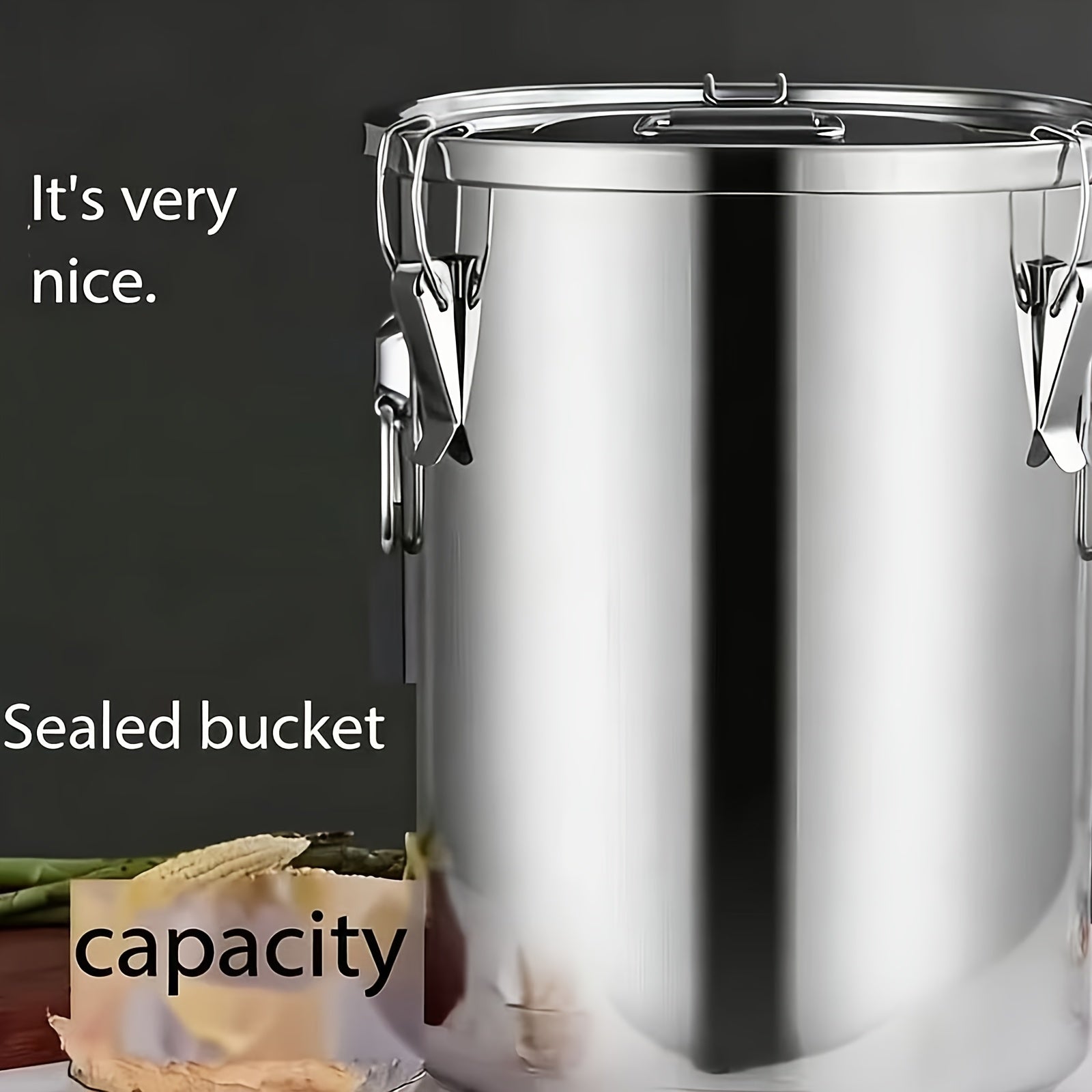 304 Stainless Steel Airtight Container with Lid And Locking Clamp, Featuring A Sealed Design, Versatile for Various Uses, Suitable for Storing Iced Tea, Milk, Rice, And Oil, Providing Protection Against Moisture And Insects