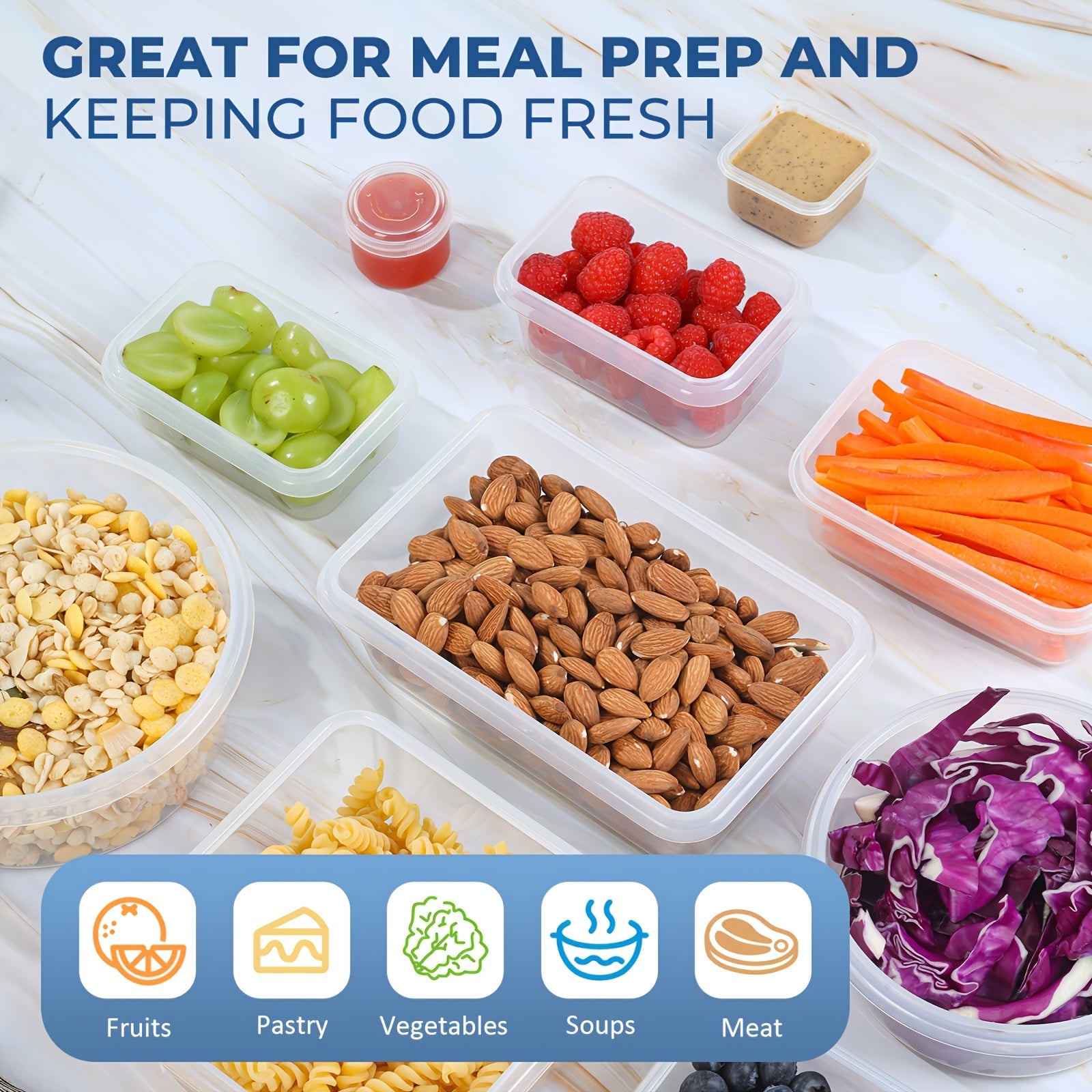 51pcs Set - Suitable for Storing Fruits, Vegetables, Pasta and Other Ingredients. Microwave-heated and Reusable to Help You Store Easily and Keep Your Kitchen Clean and Orderly