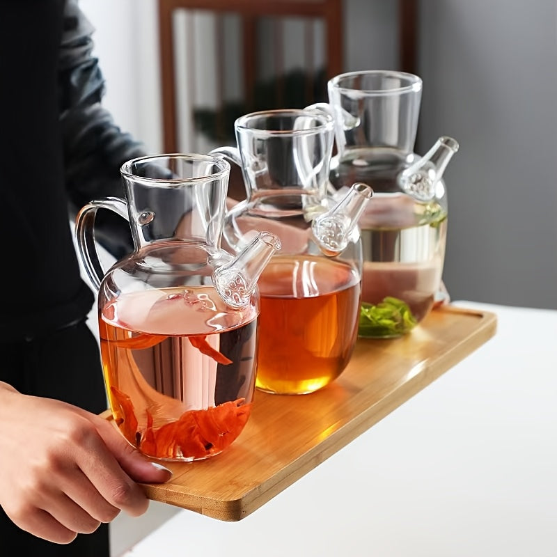 Imitation Song Dynasty Glass Teapot, Large Capacity Chinese-Style Water Infuser Green Teapot, High Borosilicate Glass Teapot for Brewing Tea, Flower Tea and Fruit Tea, Coffee Pot, Wine Pot, Suitable for Open Flame