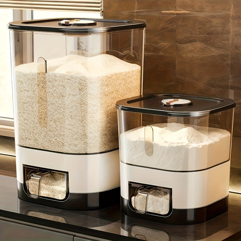 Airtight Rice & Grain Storage Dispenser with Lids, Large-Capacity Kitchen Pantry Canisters, Ideal for Grains, Rice, Flour & Sugar