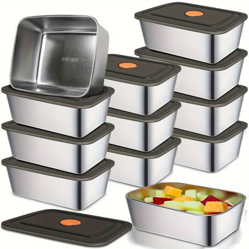 Stainless Steel Food Storage Containers Set, Airtight Seal Freshness Preserving Lunch Boxes, Microwave & Dishwasher Safe, for Meal Prep Bowls