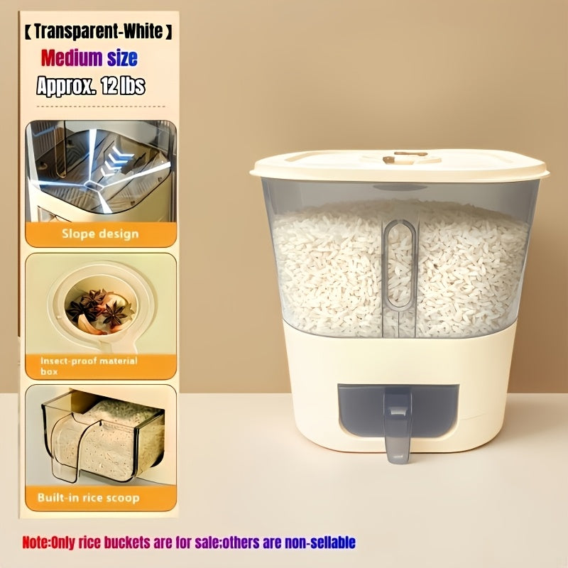 Large Airtight Container for Storing Rice, Flour, Cereal, Sugar, And Other Dry Foods with a Push-Button Grain Dispenser