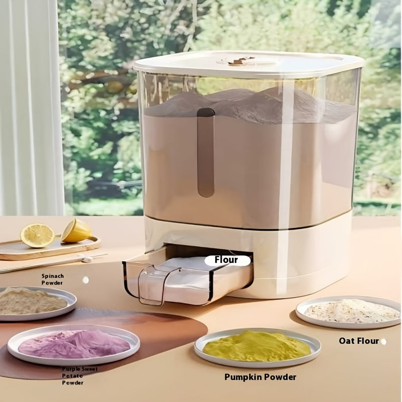 Airtight Rice & Grain Storage Dispenser with Lids, Large-Capacity Kitchen Pantry Canisters, Ideal for Grains, Rice, Flour & Sugar