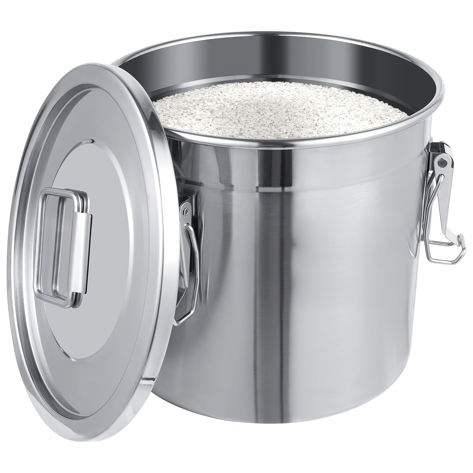 304 Stainless Steel Airtight Container with Lid And Locking Clamp, Featuring A Sealed Design, Versatile for Various Uses, Suitable for Storing Iced Tea, Milk, Rice, And Oil, Providing Protection Against Moisture And Insects