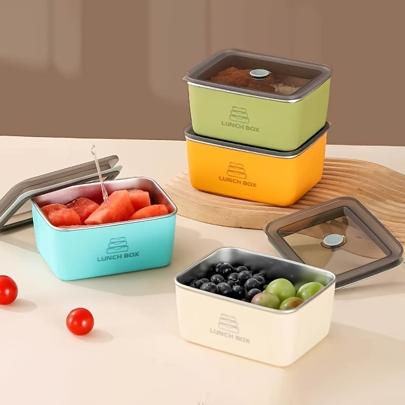 Stainless Steel Food Storage Containers with Clip-on Lids, Microwave & Dishwasher Safe - 4pcs Set for Fruits, Vegetables, Dumplings, Meat, Eggs, Ginger, Garlic, Onion | Reusable, Multipurpose, Leakproof Lunch Boxes for Home and Kitchen Use